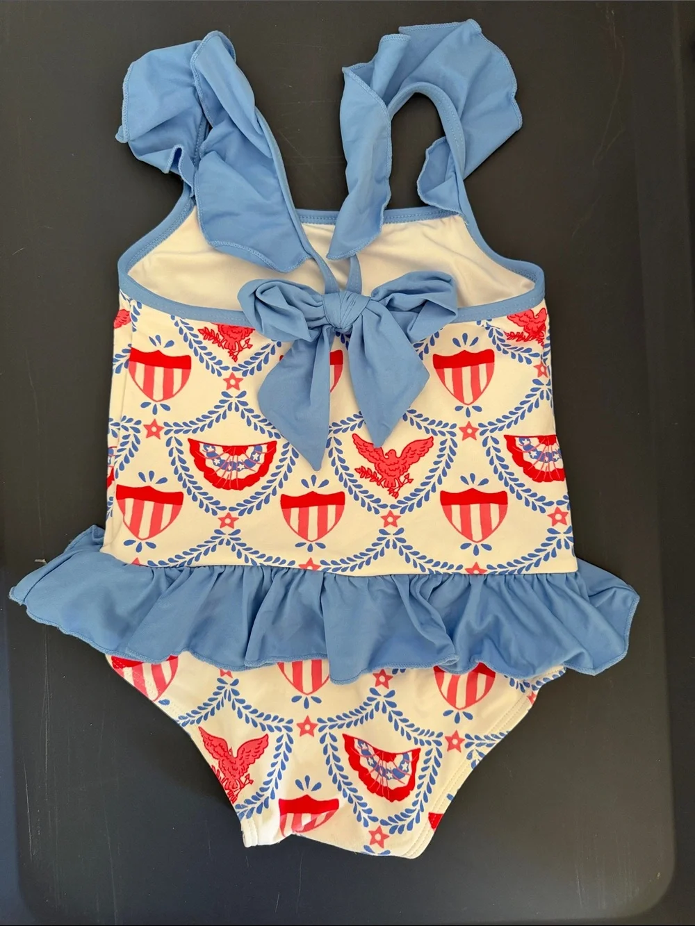 The Beaufort Bonnet Company Blue Red White Ruffle One-Piece Swimsuit